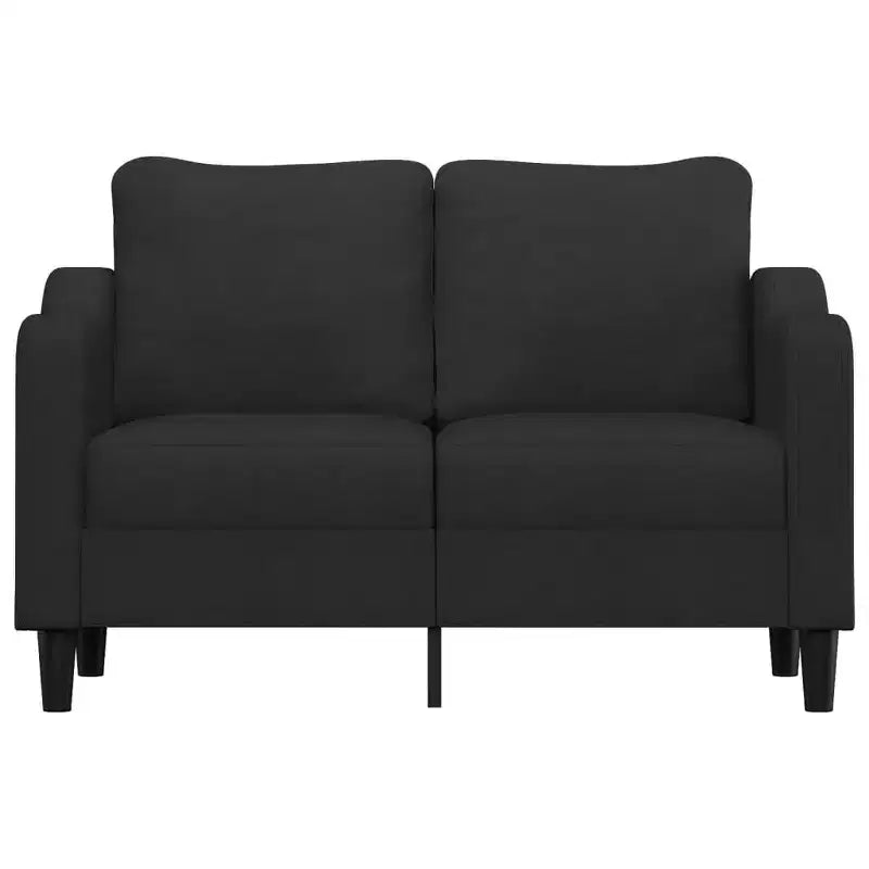 Canapé moderne 2 places - tissu noir et structure en métal avec rembourrage épais pour salon, séjour ou terrasse