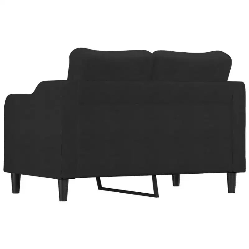 Modernes 2-Sitzer-Sofa - schwarzer Stoff und Metallgestell mit dicker Polsterung für Wohnzimmer, Lounge und Terrasse