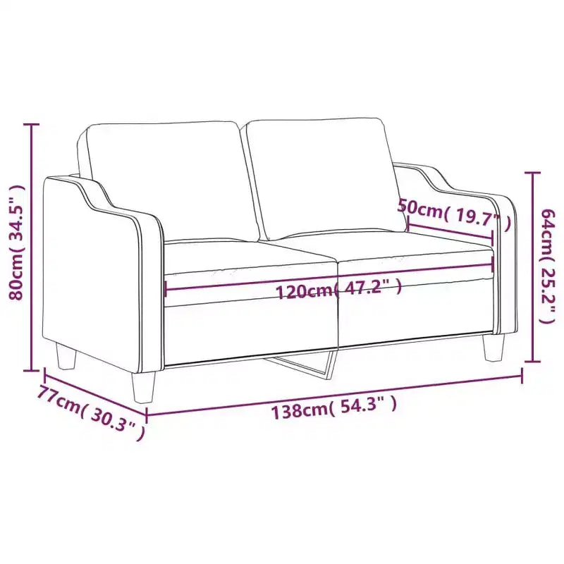 Modernes 2-Sitzer-Sofa - schwarzer Stoff und Metallgestell mit dicker Polsterung für Wohnzimmer, Lounge und Terrasse