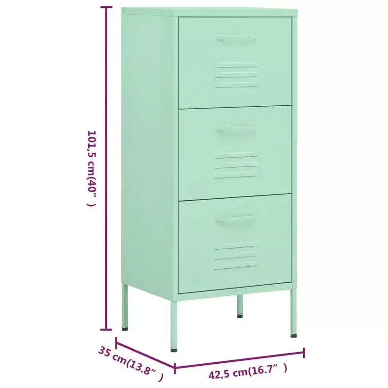 Aufbewahrungsschrank aus Stahl, Marineblau, mittlere Größe, verstellbare Füße - Mintgrün