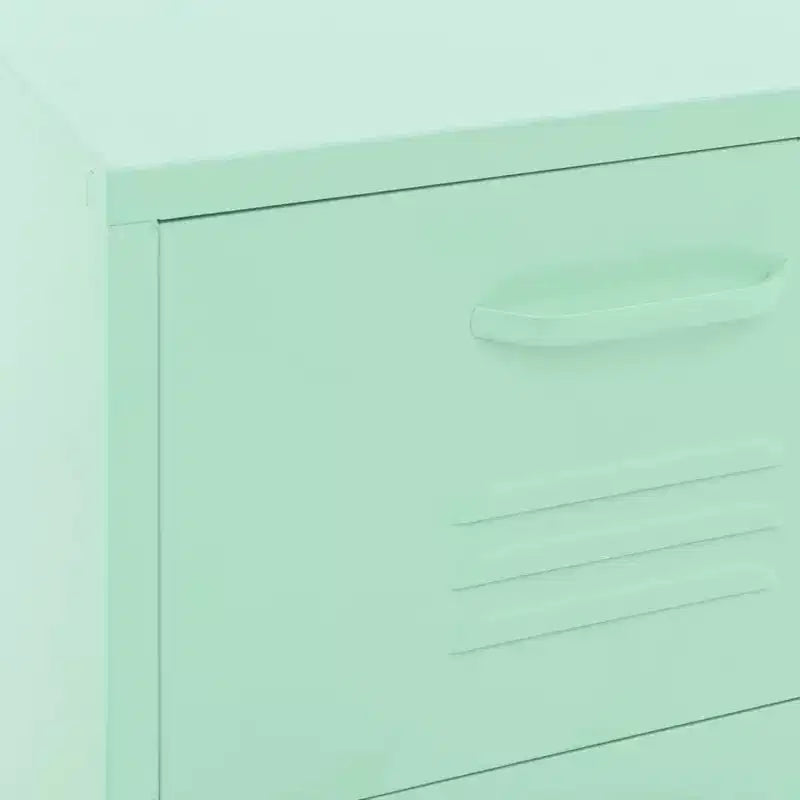 Aufbewahrungsschrank aus Stahl, Marineblau, mittlere Größe, verstellbare Füße - Mintgrün