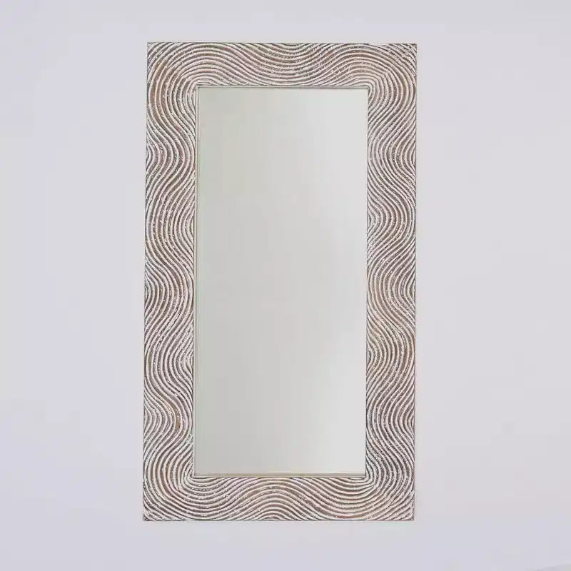 Miroir pleine longueur rectangulaire rétro de 72 en bois massif sculpté à la main