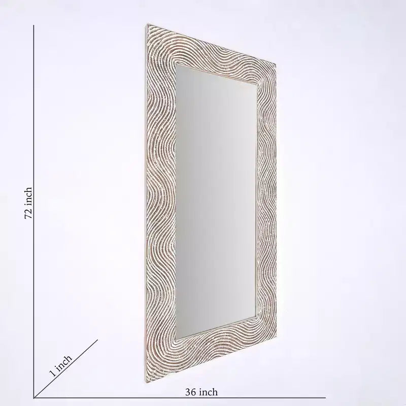 Miroir pleine longueur rectangulaire rétro de 72 en bois massif sculpté à la main