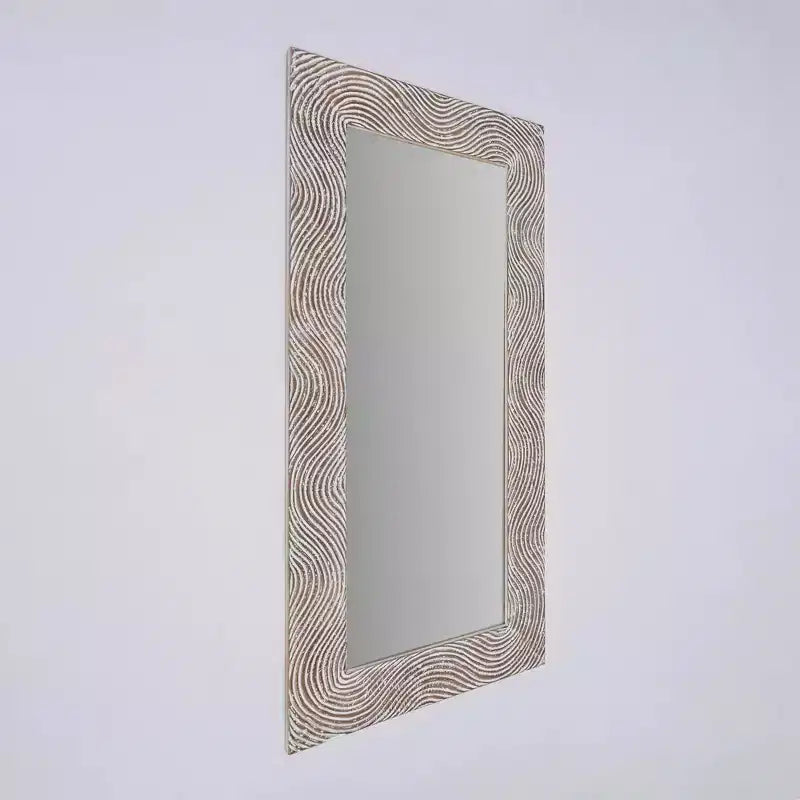 Miroir pleine longueur rectangulaire rétro de 72 en bois massif sculpté à la main