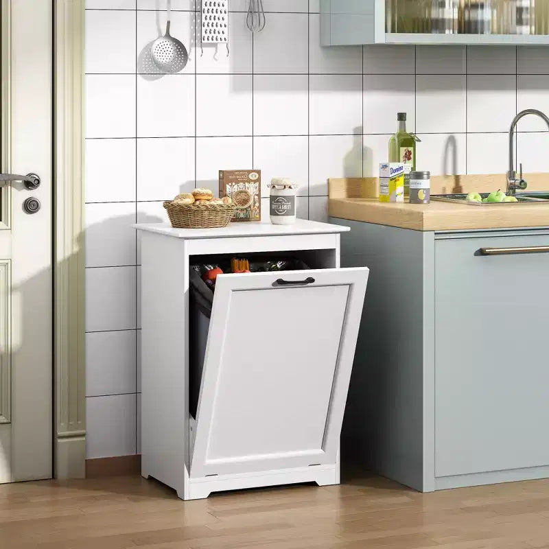 Poubelle basculante et panier à linge avec porte inclinable réglable, meuble en bois pour cuisine