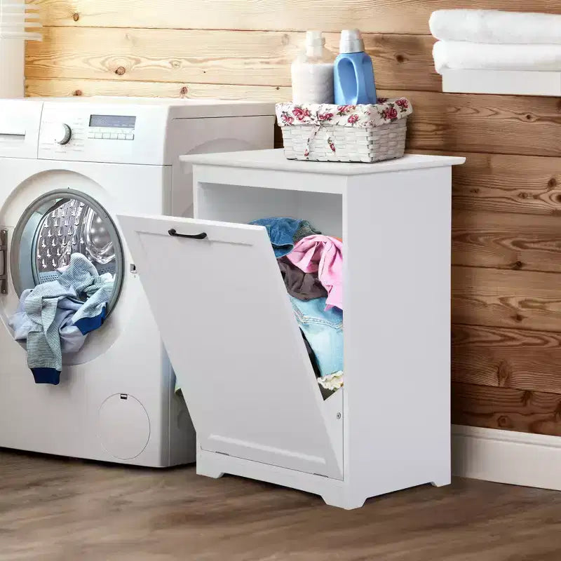 Poubelle basculante et panier à linge avec porte inclinable réglable, meuble en bois pour cuisine