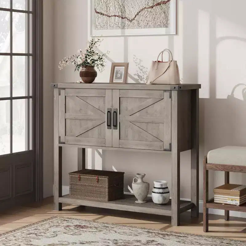 Mesa consola para recibidor con espacio de almacenamiento, mueble bar de madera para café, aparador estrecho, mesa para sofá y recibidor para pasillo