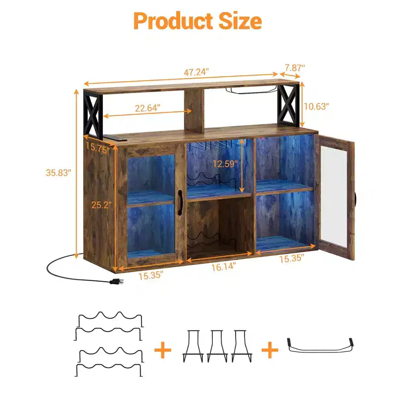 Weinschrank mit Weinregal, moderner Kaffeebarschrank mit Ablagefläche, Spirituosenschrank, Sideboard für die Küche