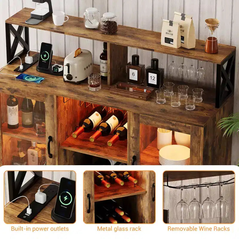 Weinschrank mit Weinregal, moderner Kaffeebarschrank mit Ablagefläche, Spirituosenschrank, Sideboard für die Küche