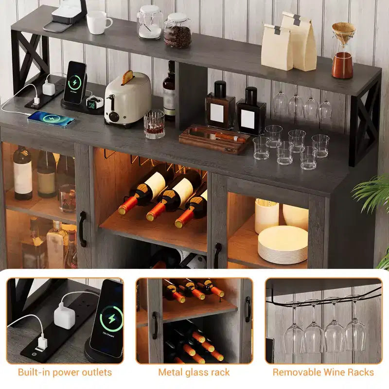 Weinschrank mit Weinregal, moderner Kaffeebarschrank mit Ablagefläche, Spirituosenschrank, Sideboard für die Küche