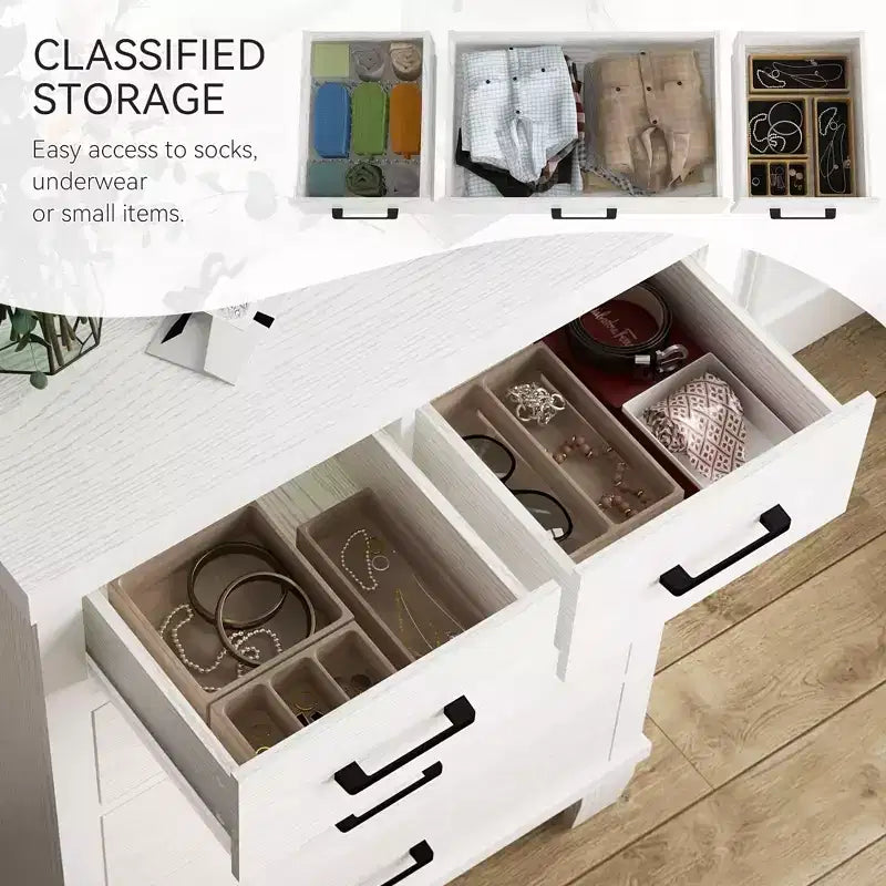 Cómoda para dormitorio con 6 cajones, cómoda alta gris de 45 con espacio de almacenamiento, cómoda con cajones grandes para armario, gabinete de madera para recibidor