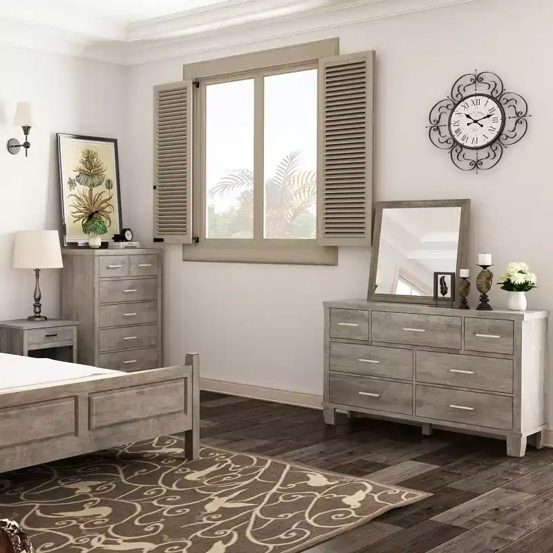 Cómoda para dormitorio con 6 cajones, cómoda alta gris de 45 con espacio de almacenamiento, cómoda con cajones grandes para armario, gabinete de madera para recibidor