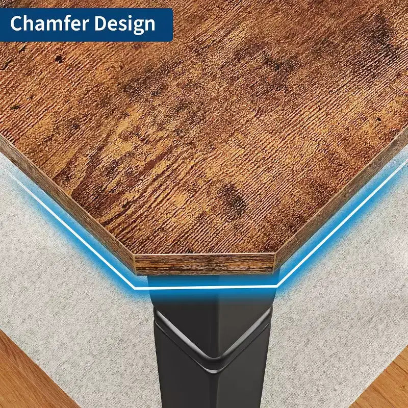 Table de salle à manger champêtre de 78,7 pour 6 à 8 personnes - table de cuisine industrielle avec cadre en métal et coins chanfreinés, pour salle à manger et petits espaces