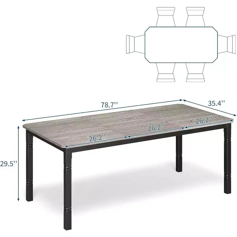 Table de salle à manger champêtre de 78,7 pour 6 à 8 personnes - table de cuisine industrielle avec cadre en métal et coins chanfreinés, pour salle à manger et petits espaces