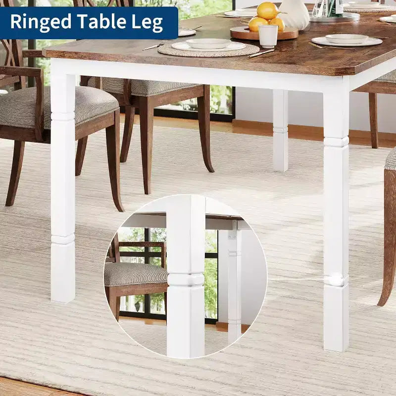 Table de salle à manger champêtre de 78,7 pour 6 à 8 personnes - table de cuisine industrielle avec cadre en métal et coins chanfreinés, pour salle à manger et petits espaces