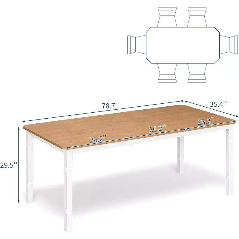 Table de salle à manger champêtre de 78,7 pour 6 à 8 personnes - table de cuisine industrielle avec cadre en métal et coins chanfreinés, pour salle à manger et petits espaces