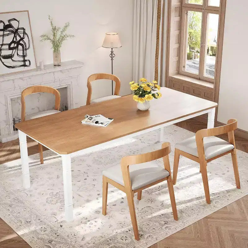 Table de salle à manger champêtre de 78,7 pour 6 à 8 personnes - table de cuisine industrielle avec cadre en métal et coins chanfreinés, pour salle à manger et petits espaces