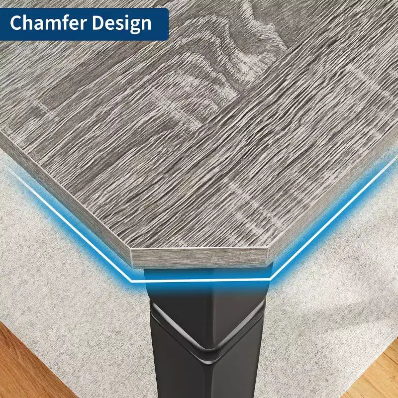 Table de salle à manger champêtre de 78,7 pour 6 à 8 personnes - table de cuisine industrielle avec cadre en métal et coins chanfreinés, pour salle à manger et petits espaces