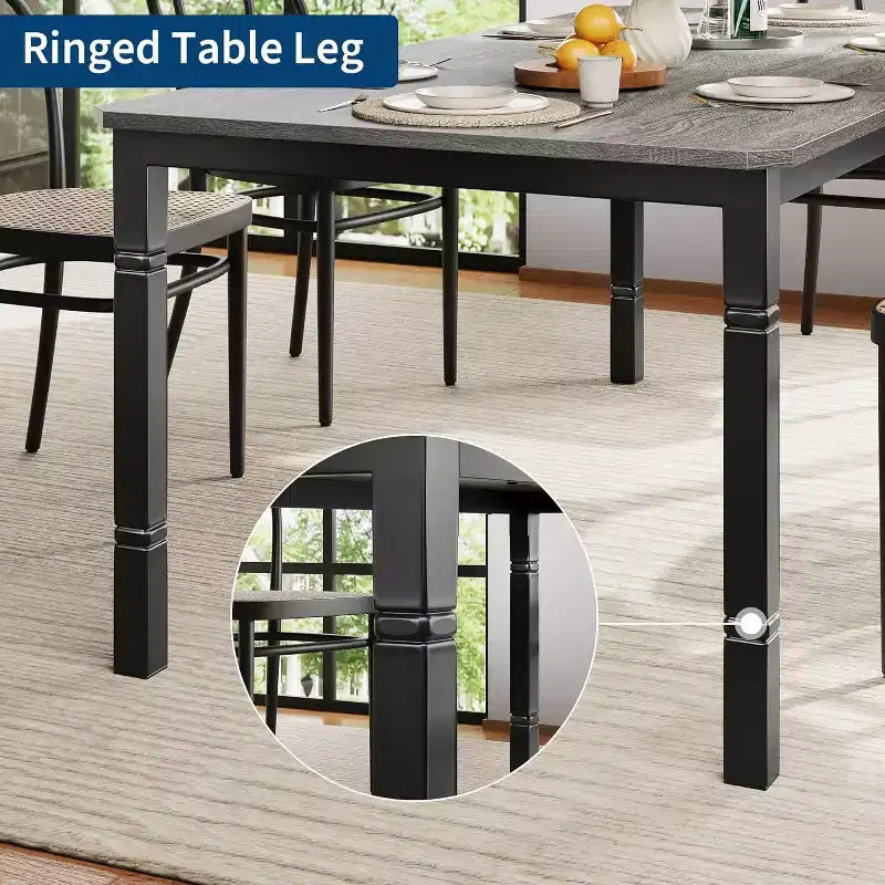 Table de salle à manger champêtre de 78,7 pour 6 à 8 personnes - table de cuisine industrielle avec cadre en métal et coins chanfreinés, pour salle à manger et petits espaces