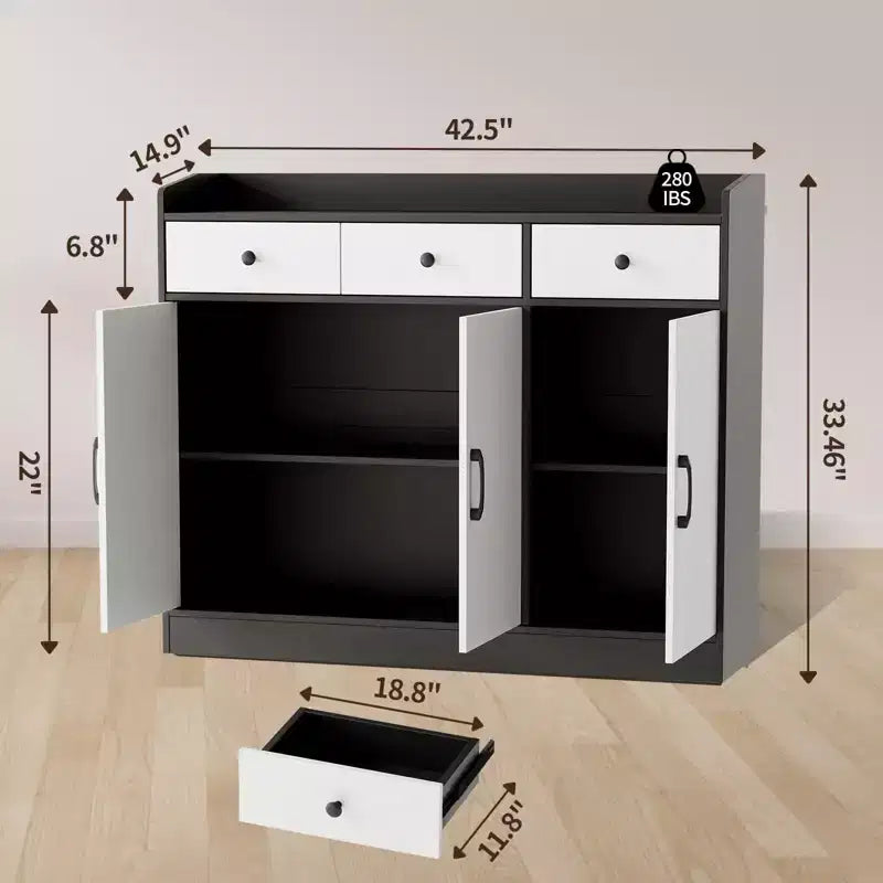 Buffet de 42,5 avec étagères réglables, meuble de rangement de cuisine en bois, table buffet moderne pour coin café