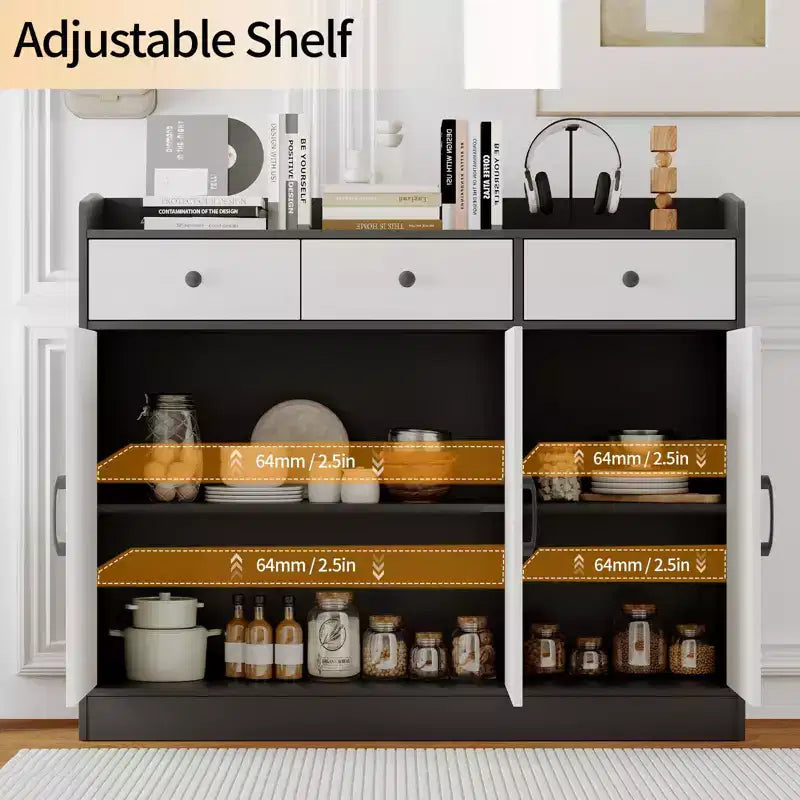 Buffet de 42,5 avec étagères réglables, meuble de rangement de cuisine en bois, table buffet moderne pour coin café