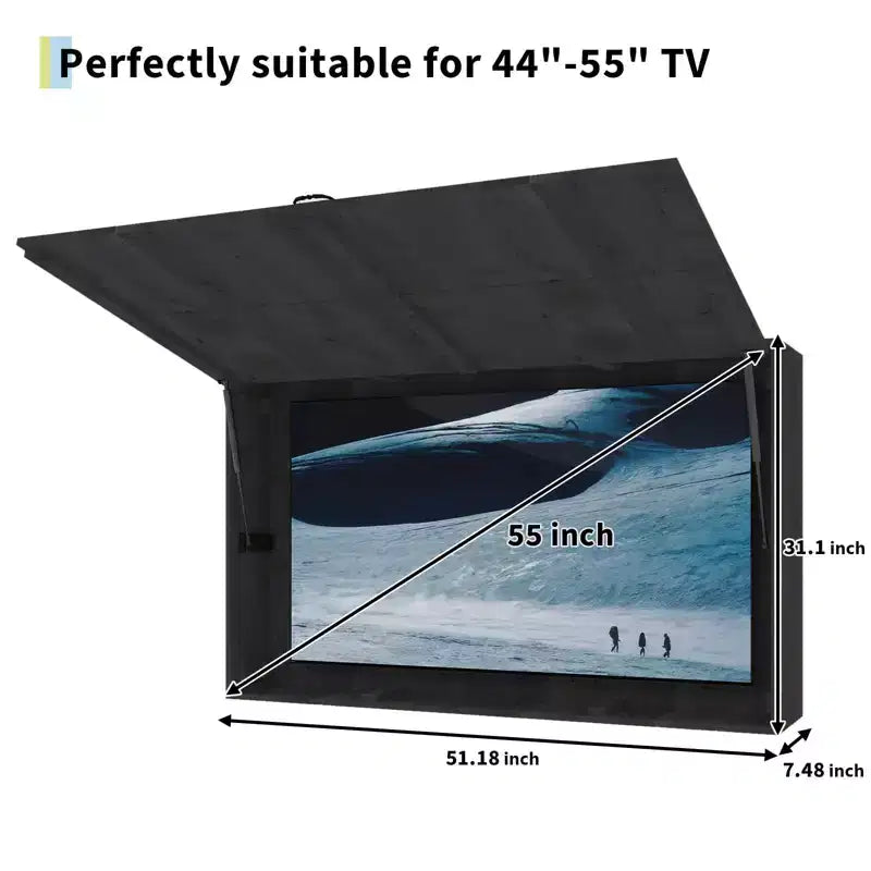 Protection extérieure en bois pour téléviseur, boîtier rigide étanche et réglable de 48 pouces avec housse supplémentaire et support télescopique, marron
