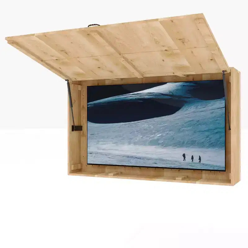 Protection extérieure en bois pour téléviseur, boîtier rigide étanche et réglable de 48 pouces avec housse supplémentaire et support télescopique, marron