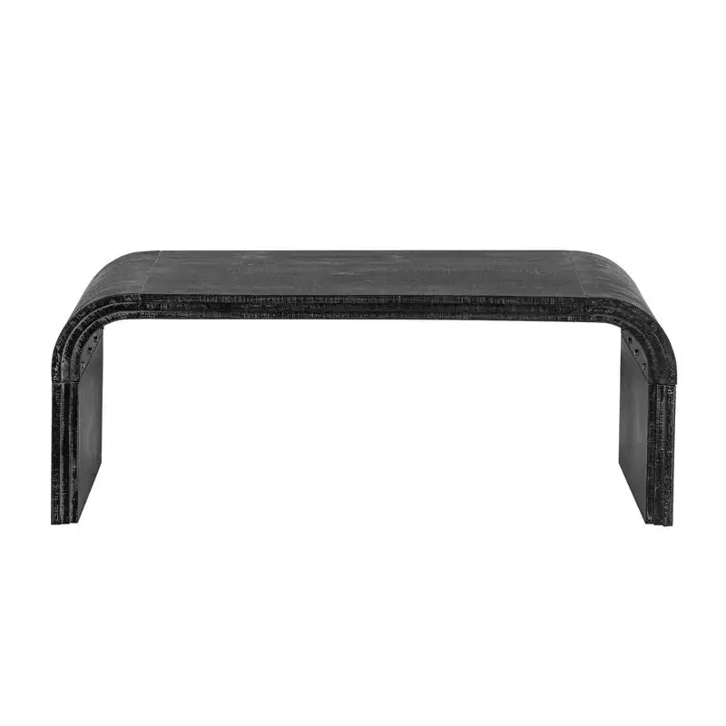Table basse au design Art déco incurvé pour salon ou salle à manger, noir antique