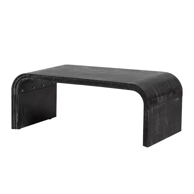Table basse au design Art déco incurvé pour salon ou salle à manger, noir antique