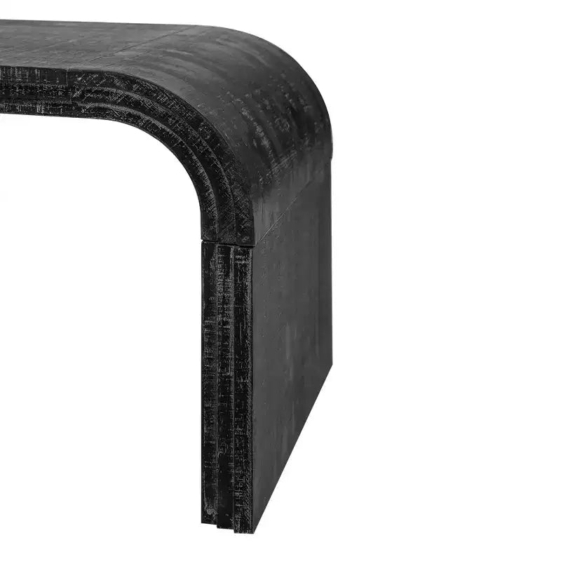 Table basse au design Art déco incurvé pour salon ou salle à manger, noir antique