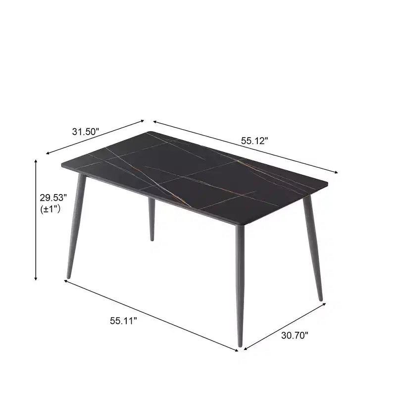 Table de salle à manger moderne avec pieds en métal, pour 6 personnes, en pierre artificielle, pour la cuisine ou la salle à manger