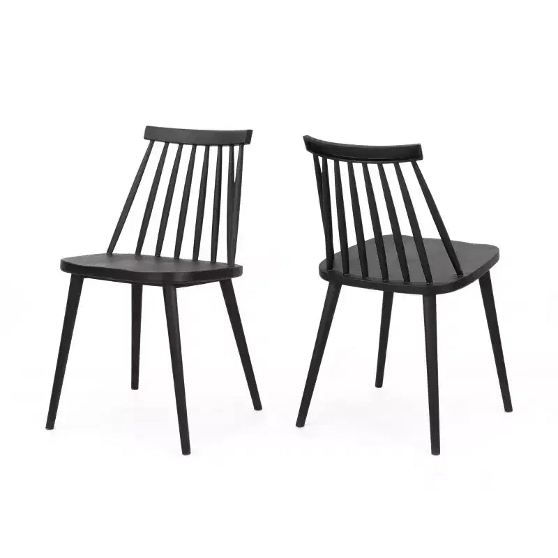 Chaises de salle à manger en plastique de style champêtre à dossier à barreaux (lot de 2)