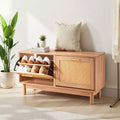 Banc à chaussures pour entrée, banc imitation rotin de 39.4 x 11.8 x 20.9 pouces avec 2 tiroirs basculants, rangement à chaussures de 300 lb avec 4 compartiments, marron