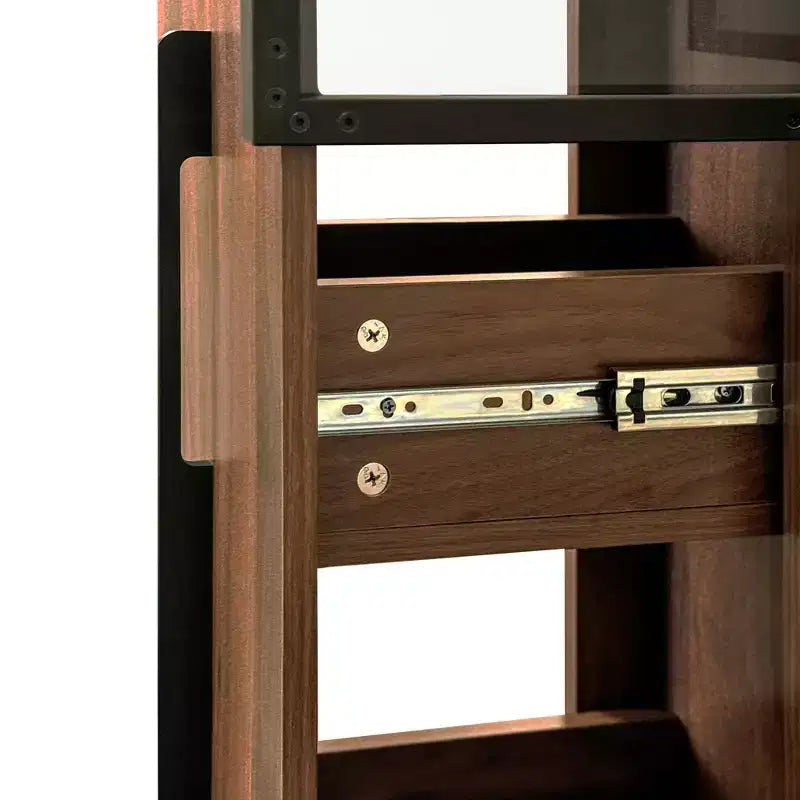 Vitrine rustique en bois de 70 avec portes vitrées et éclairage