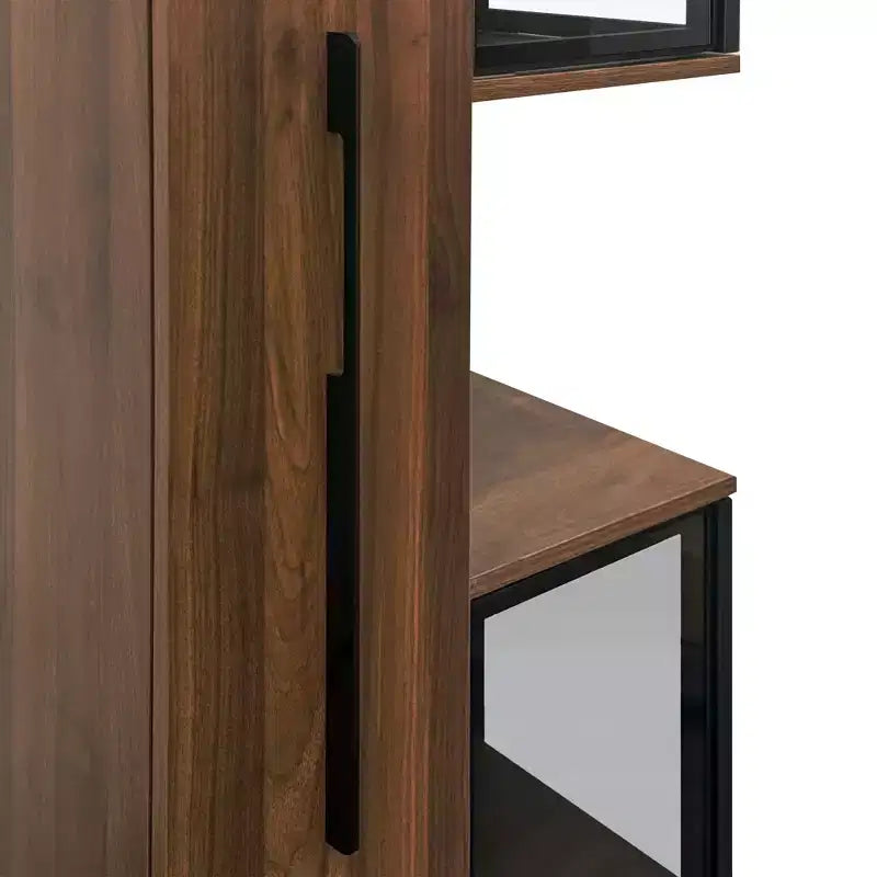 Vitrine rustique en bois de 70 avec portes vitrées et éclairage