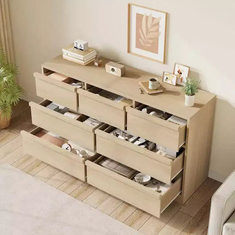 Moderner Doppelschubladenschrank mit 6/ 7 /8 Schubladen, Holzkommode für Wohnzimmer, Flur, Eingangsbereich und Büro