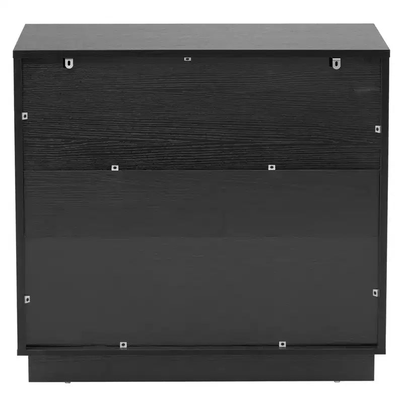 Mesita de noche de MDF negro (tablero de fibra de densidad media) de 28.35in. W con 4 cajones