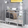 Kommode aus MDF (mitteldichte Faserplatte) in Silber mit 3 Schubladen, 48.03in. W