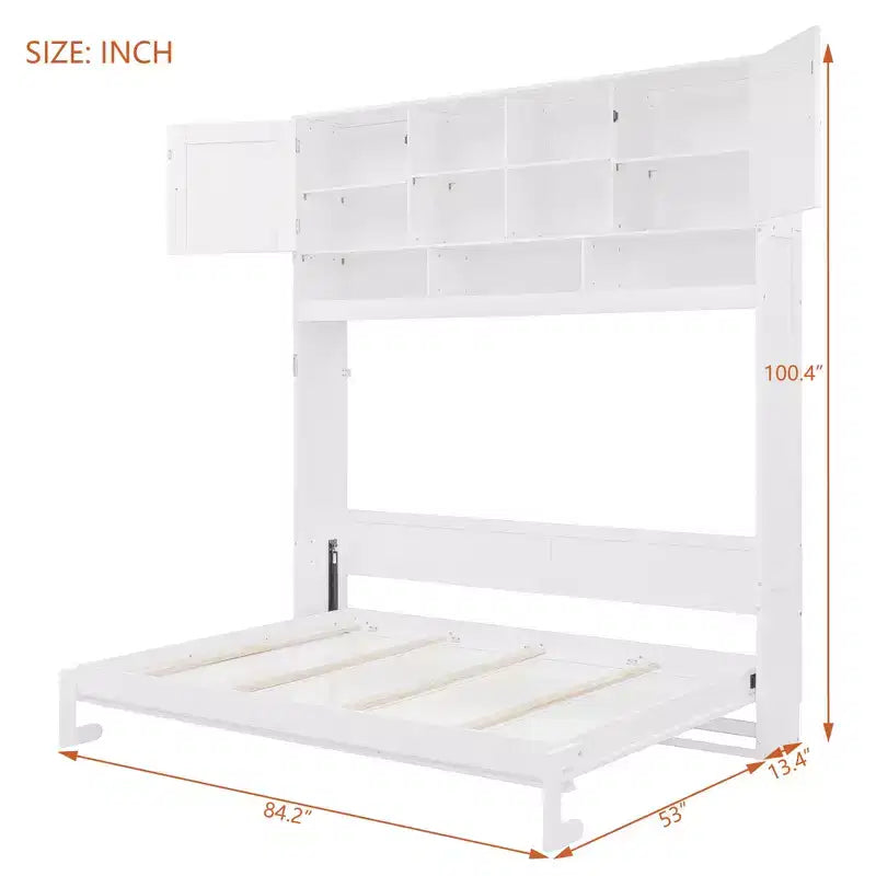 Lit escamotable mural queen size avec grand espace de rangement
