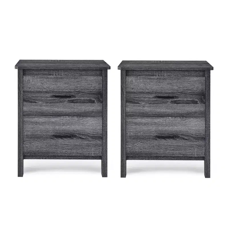 Tables de chevet contemporaines en bois à 2 tiroirs (lot de 2)