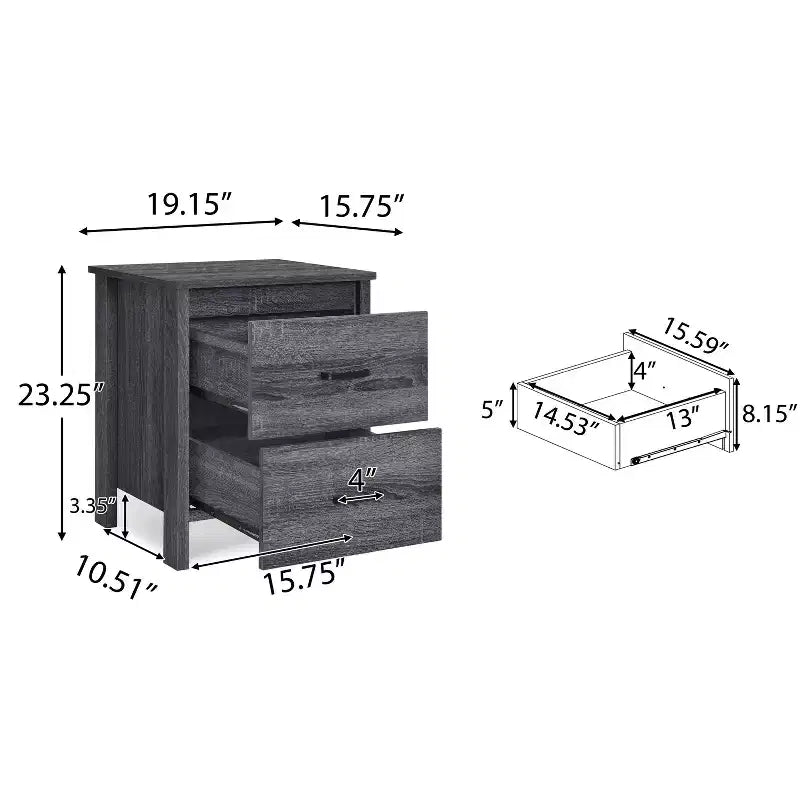 Tables de chevet contemporaines en bois à 2 tiroirs (lot de 2)